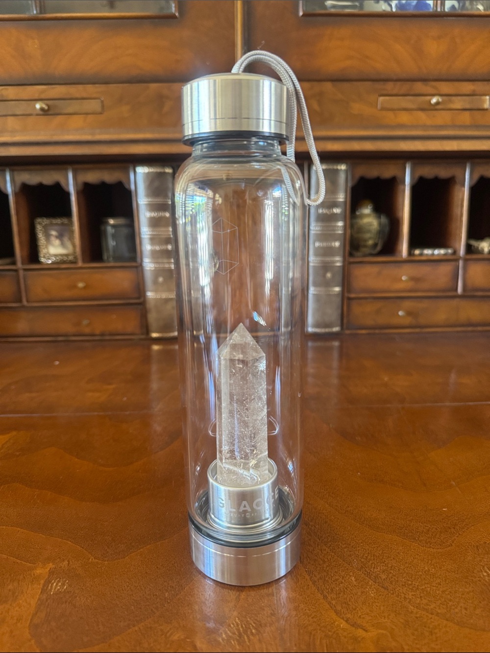 Glacce Crystal Clear Quartz Water Bottle with Sleeve - New!